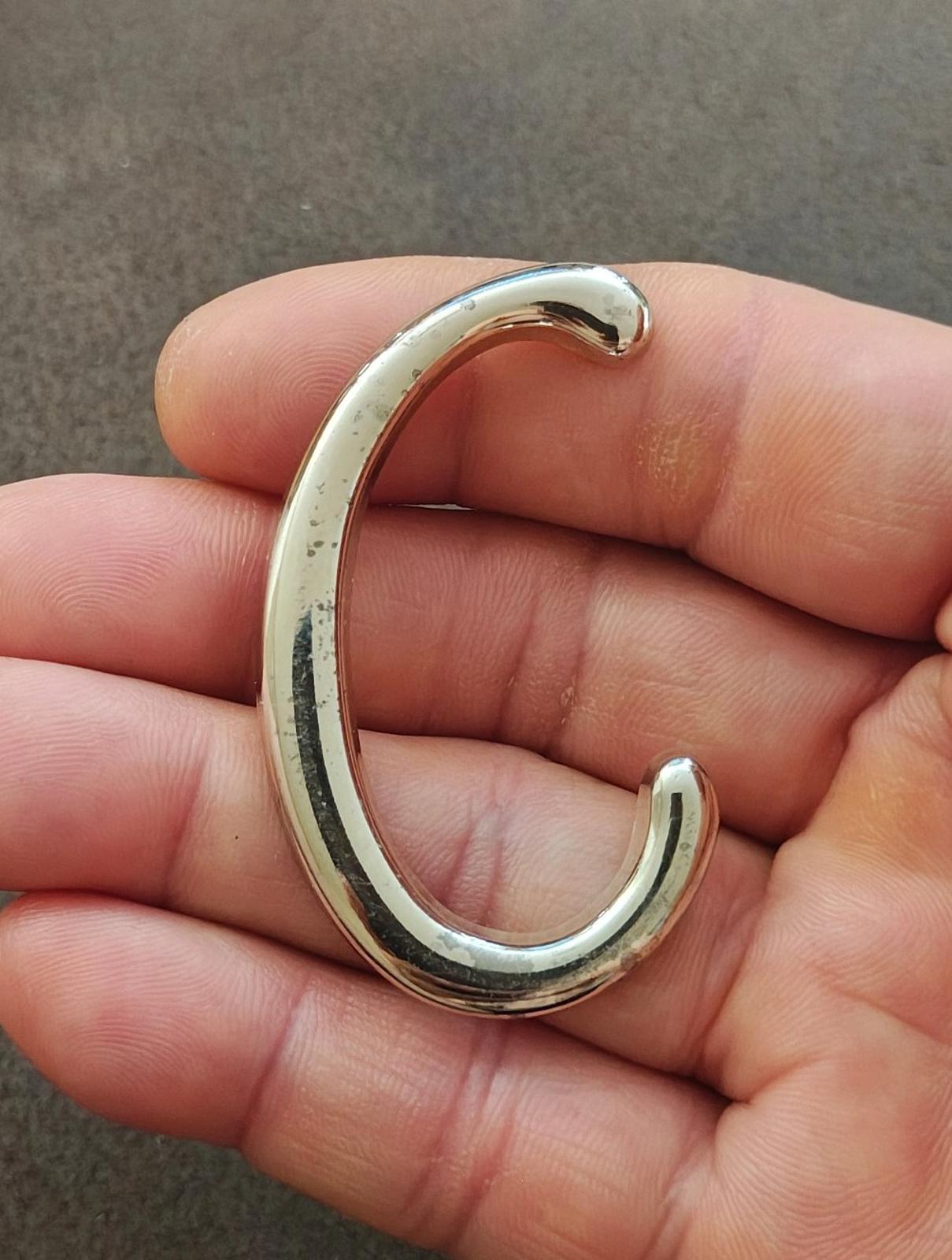 1980s Monogram Initial Letter C Silver Tone Pin/Brooch