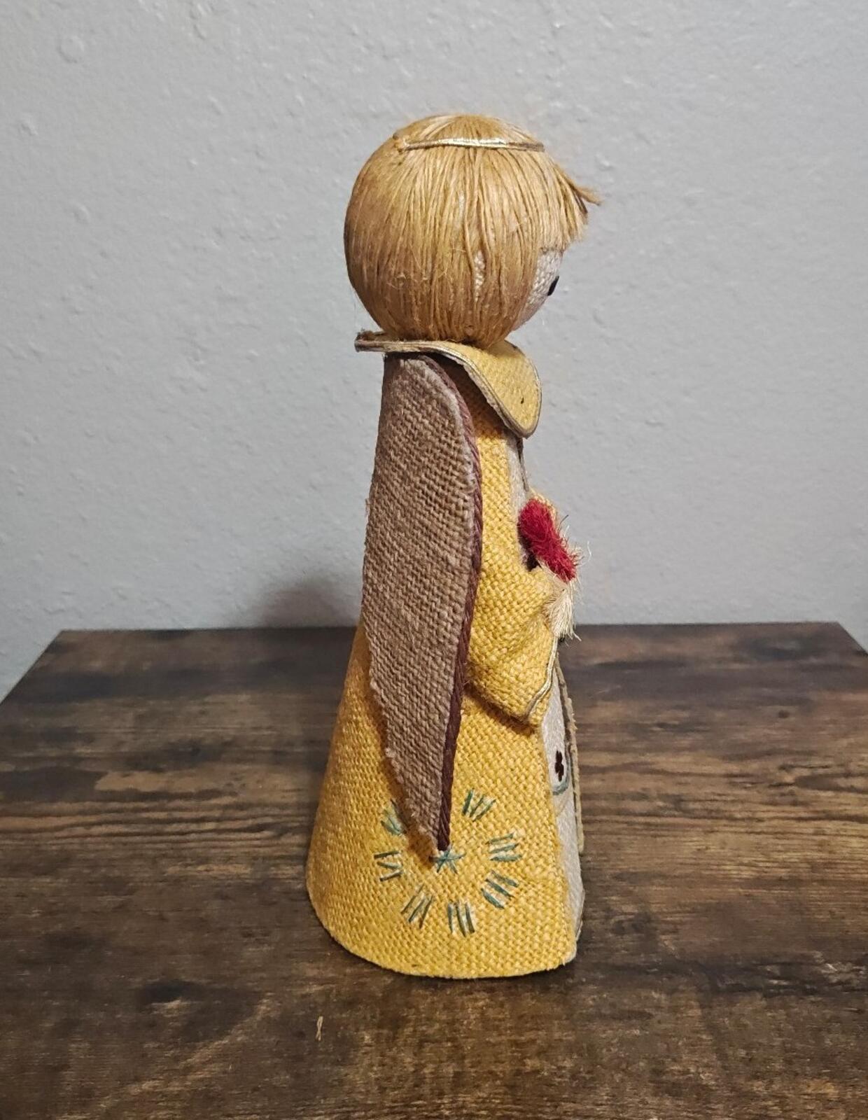 1960s/70s Handcrafted Burlap & Jute Angel Figurine/Tree Topper