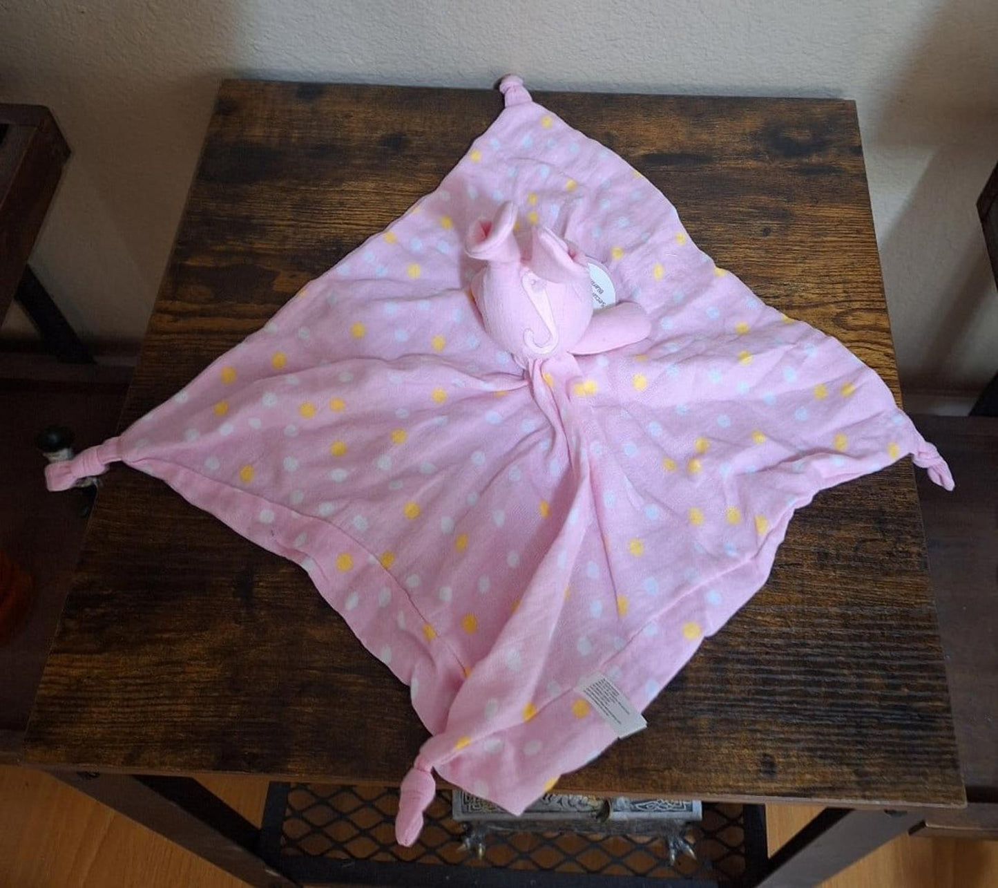 Pink Bunny Security Blanket Lovey Pink Baby Easter Rattle Plush