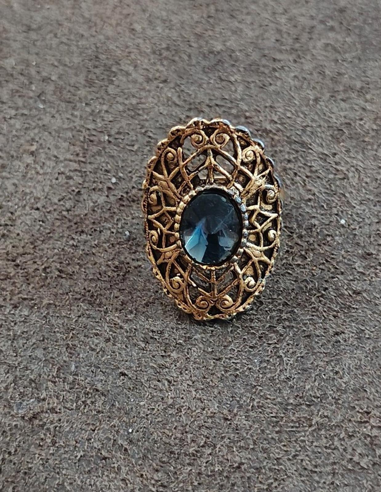 1980’s Blue Filigree Adjustable Statement Ring
