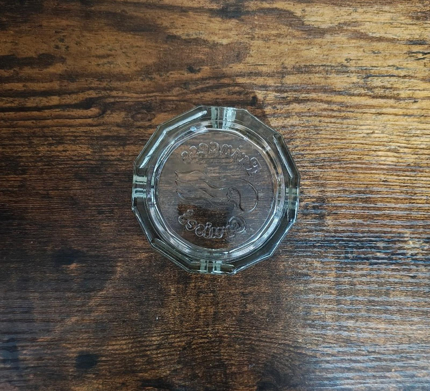 1970s Set of Two Princess Cruises clear Glass Ashtrays