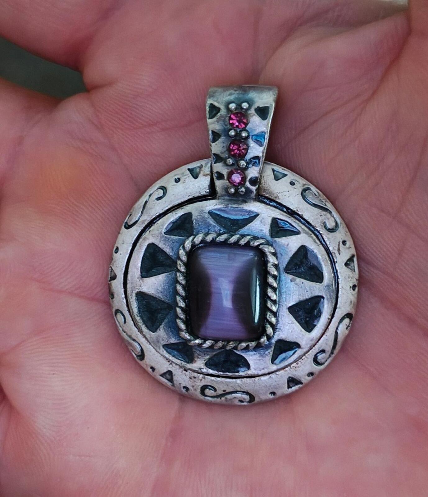 1980s Signed KC Southwest Design With Purple Stones Pendant