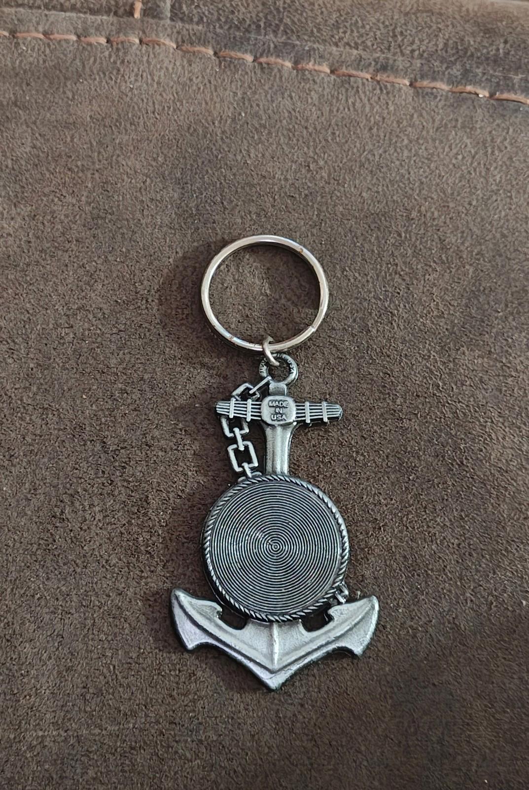 1980's Chesapeake Bay Anchor Shaped Souvenir Pewter Keychain