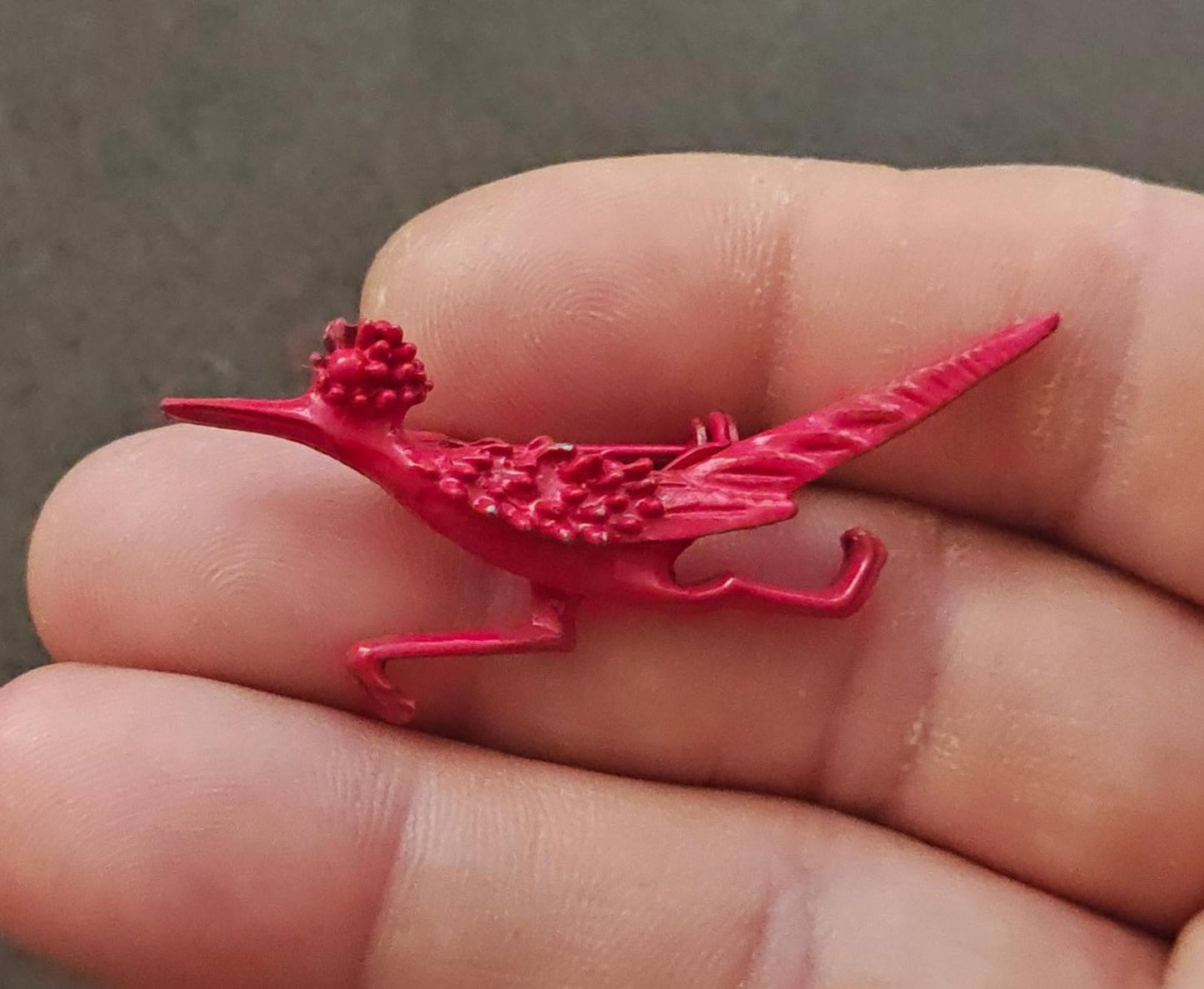 1980s Metal Red Enamel Roadrunner Brooch