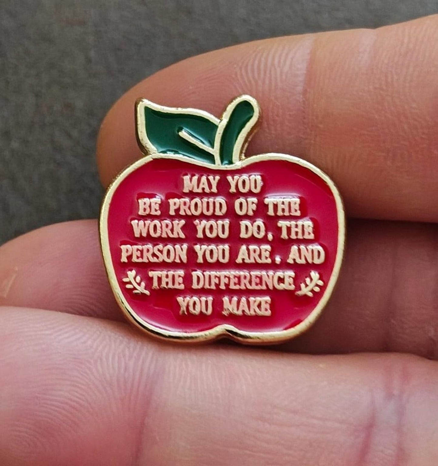 1980's Teacher Appreciation Gold Tone Enamel Pin