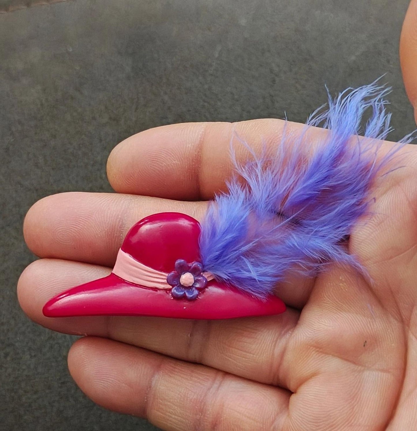 1990s Red Hat Society Hard Plastic Brooch