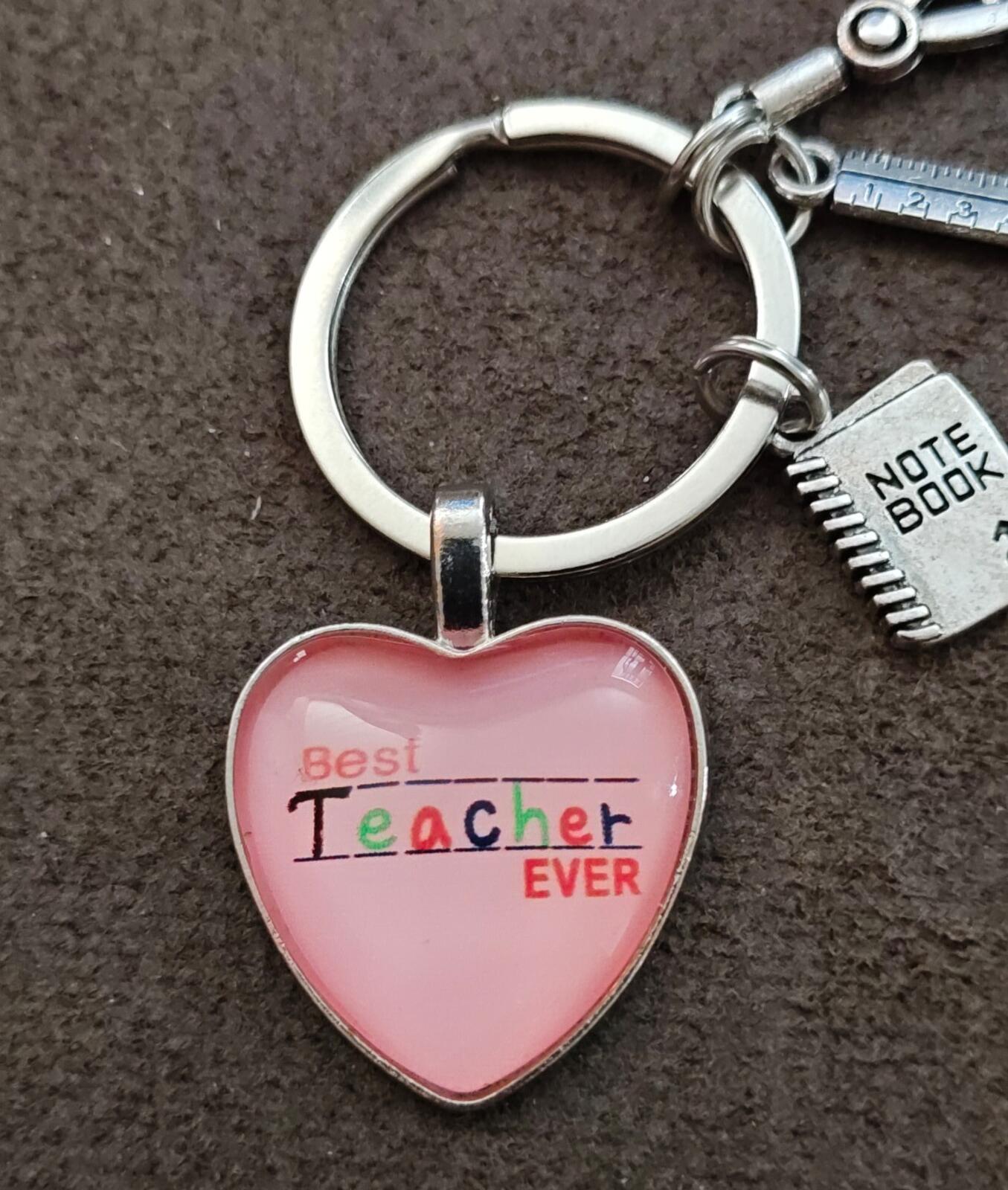 Best Teacher Ever Teacher Appreciation Silver Tone Keychain