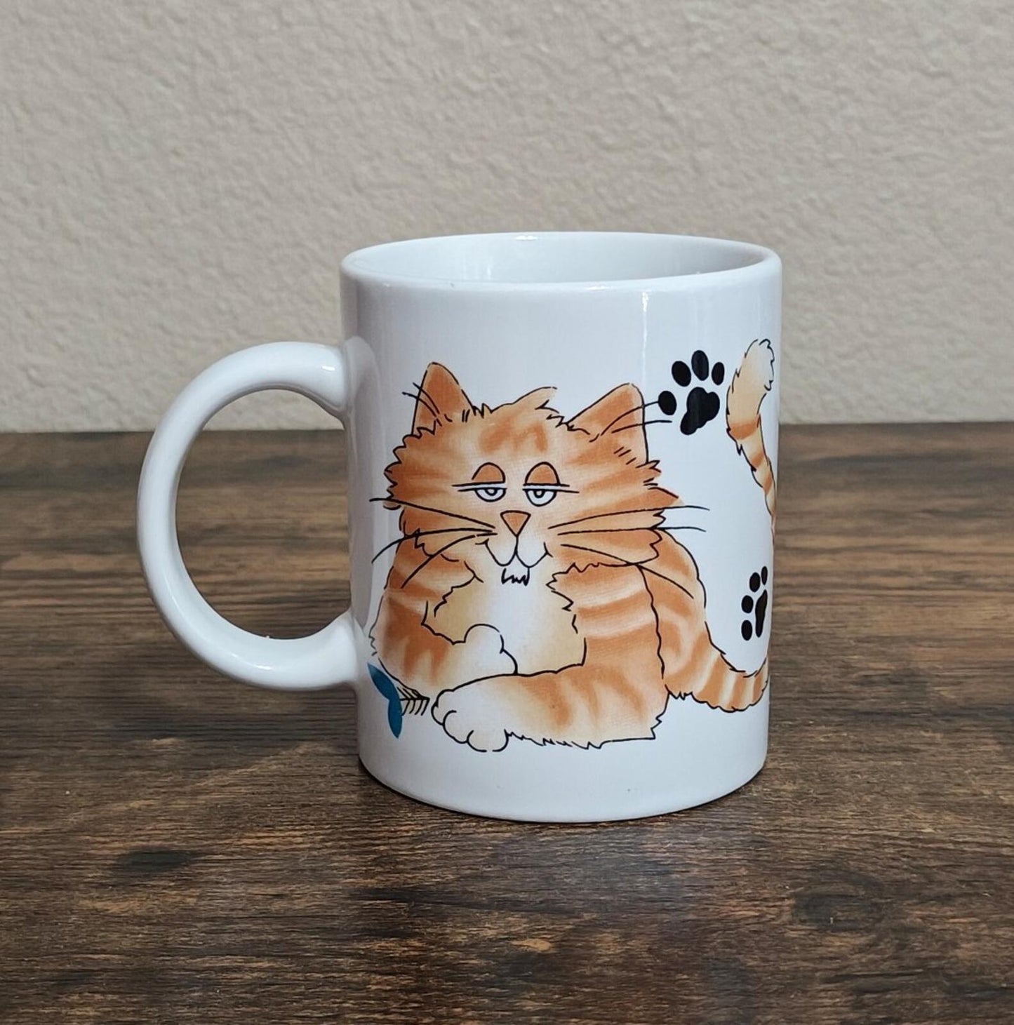 1980s Calico Cat White Mug