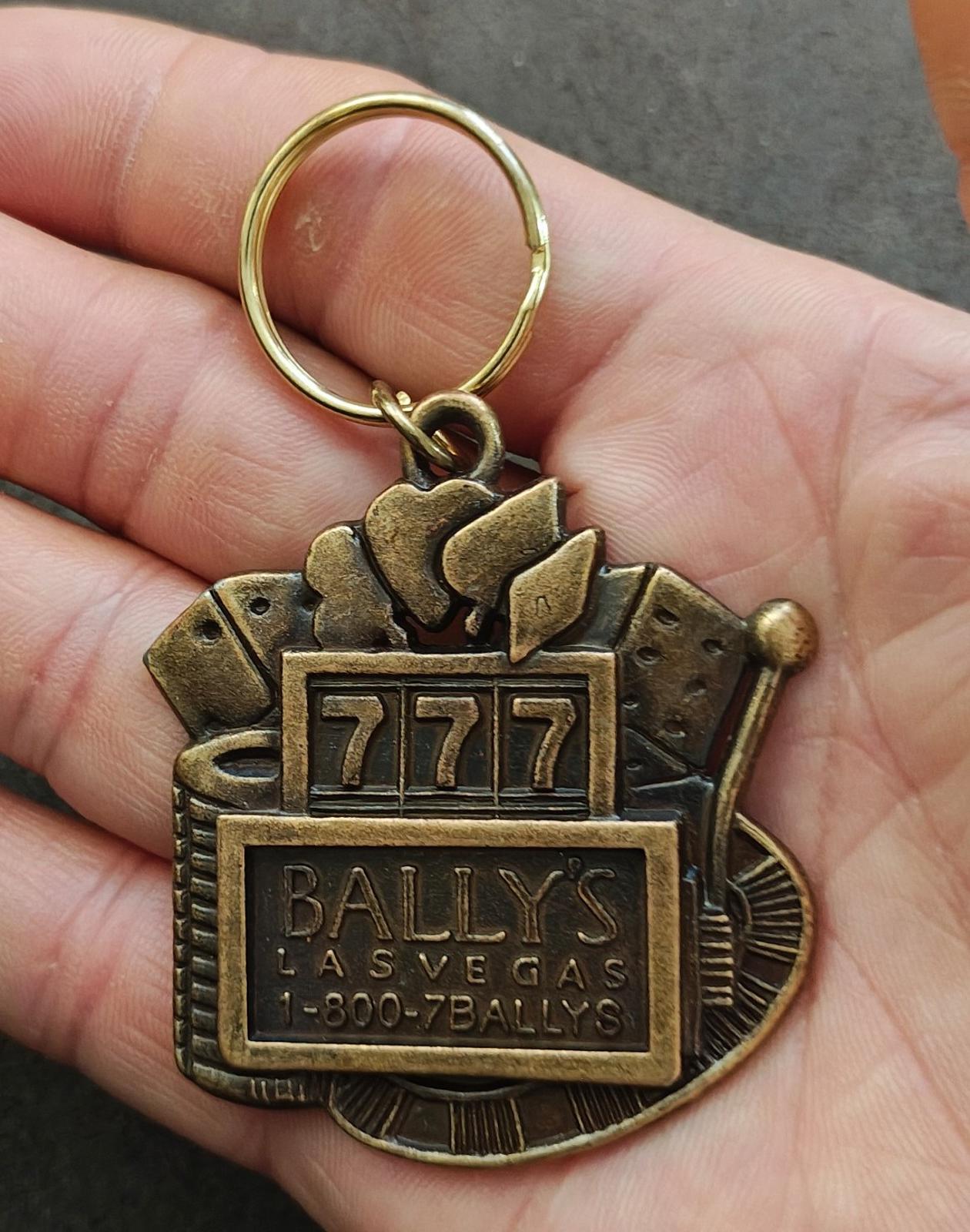 1990s Vintage Bally's Las Vegas Hotel and Casino Brass Slot Machine Keychain