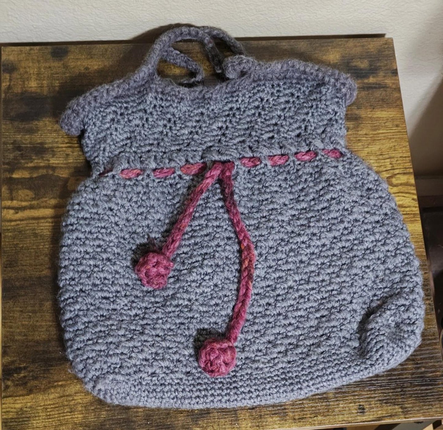 Handmade Crocheted Grey Handbag/Bag