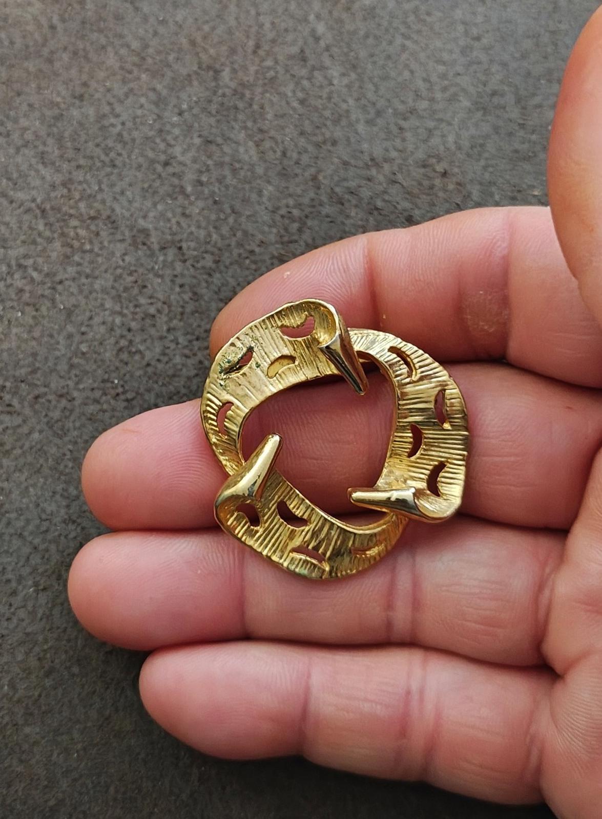 1980s Modernist Abstract Gold Tone Brooch