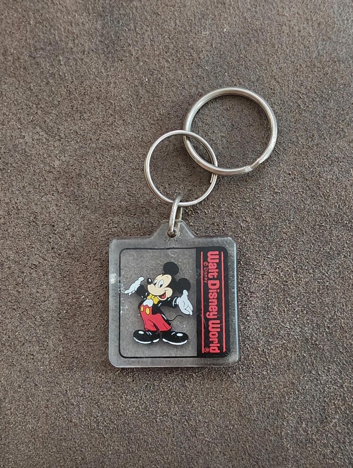 1990's Walt Disney World Mickey Mouse Square Plastic Keychain