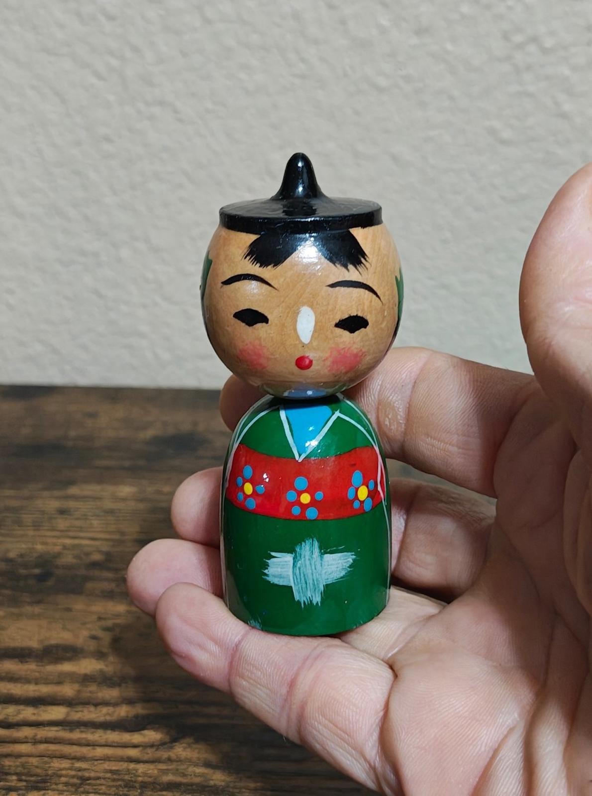 1950's Male and Female Pair Of Rare Japanese Kokeshi Wooden Dolls