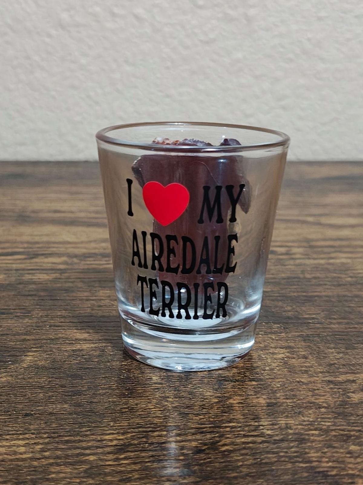 1990's 3D Embossed Airedale Terrier Shot Glass