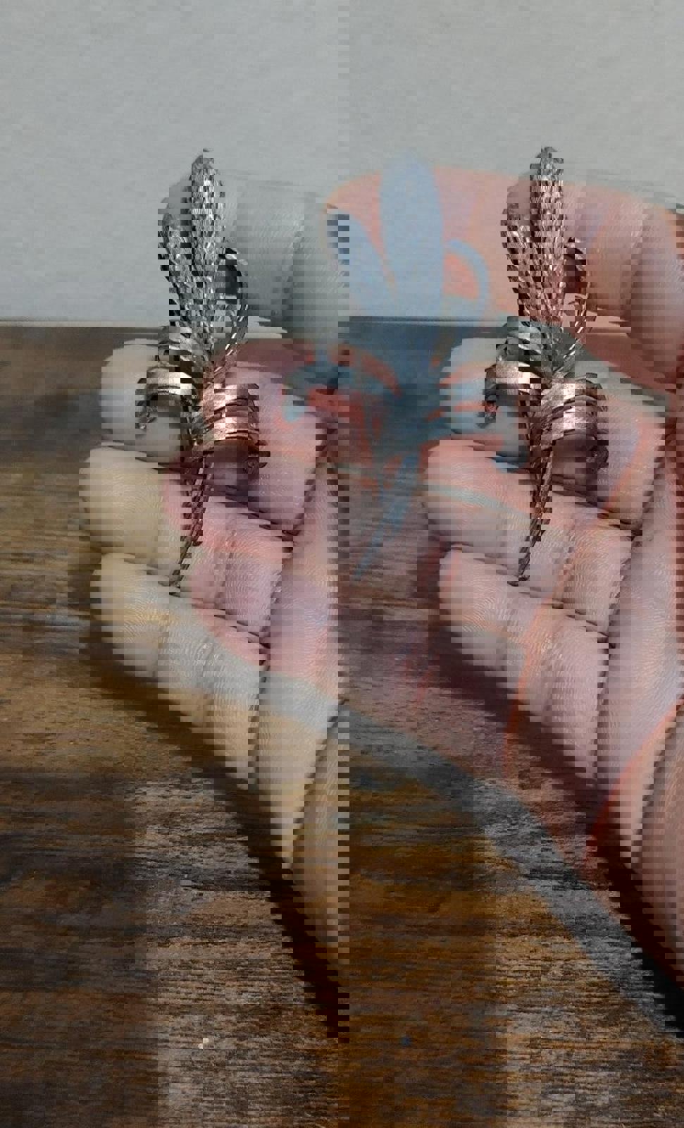 Mid-Century Pastelli Matte and Glossy Finish Silver Tone Hyacinth Brooch