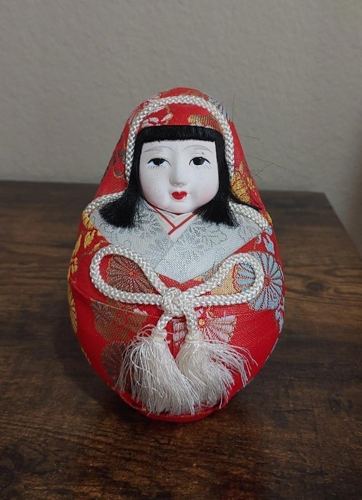 1980's Vintage Japanese Traditional Hime Daruma Doll