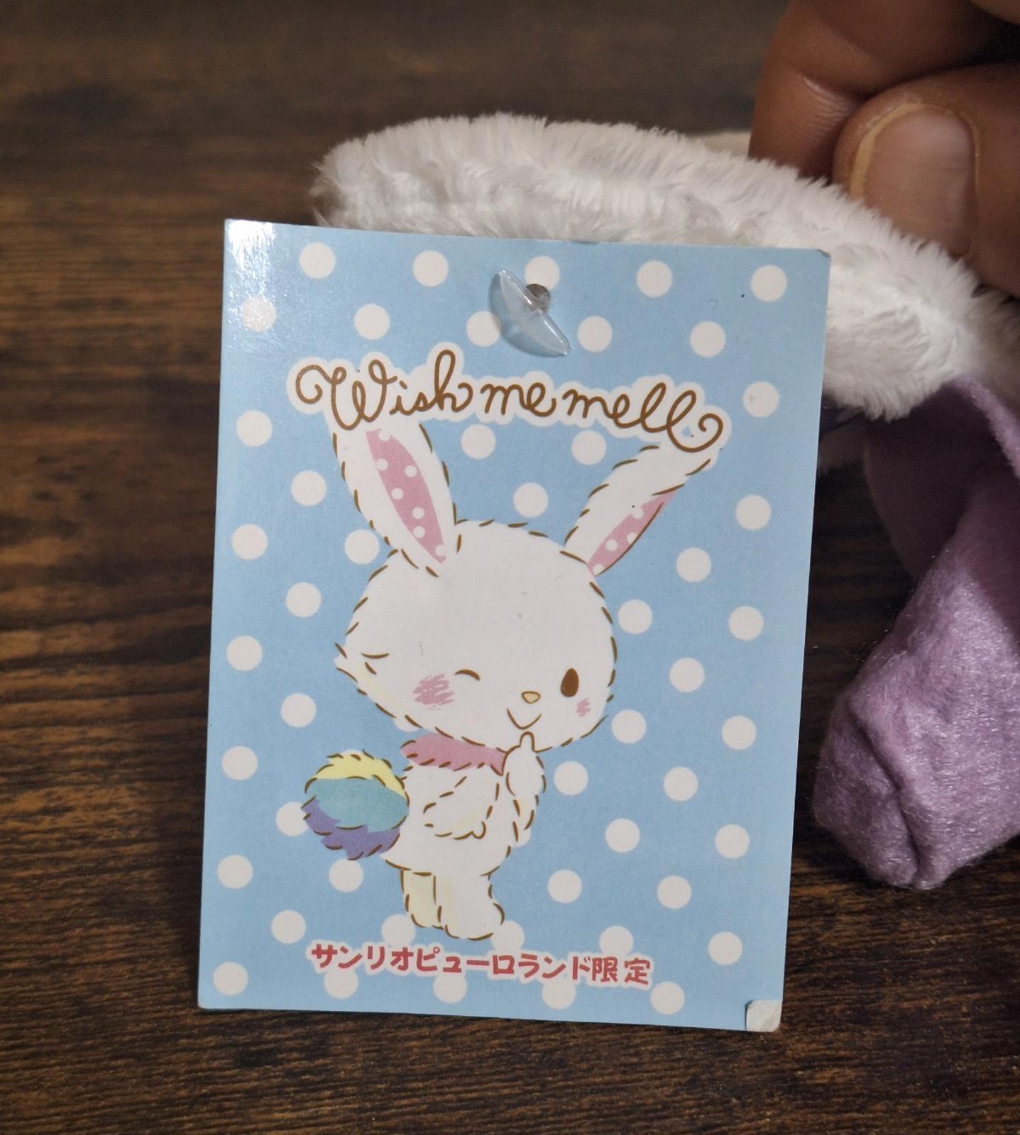 Cute Rare Wish Me Mell Sanrio Purple Hat Plush Striped Conjuror Magician Bunny.