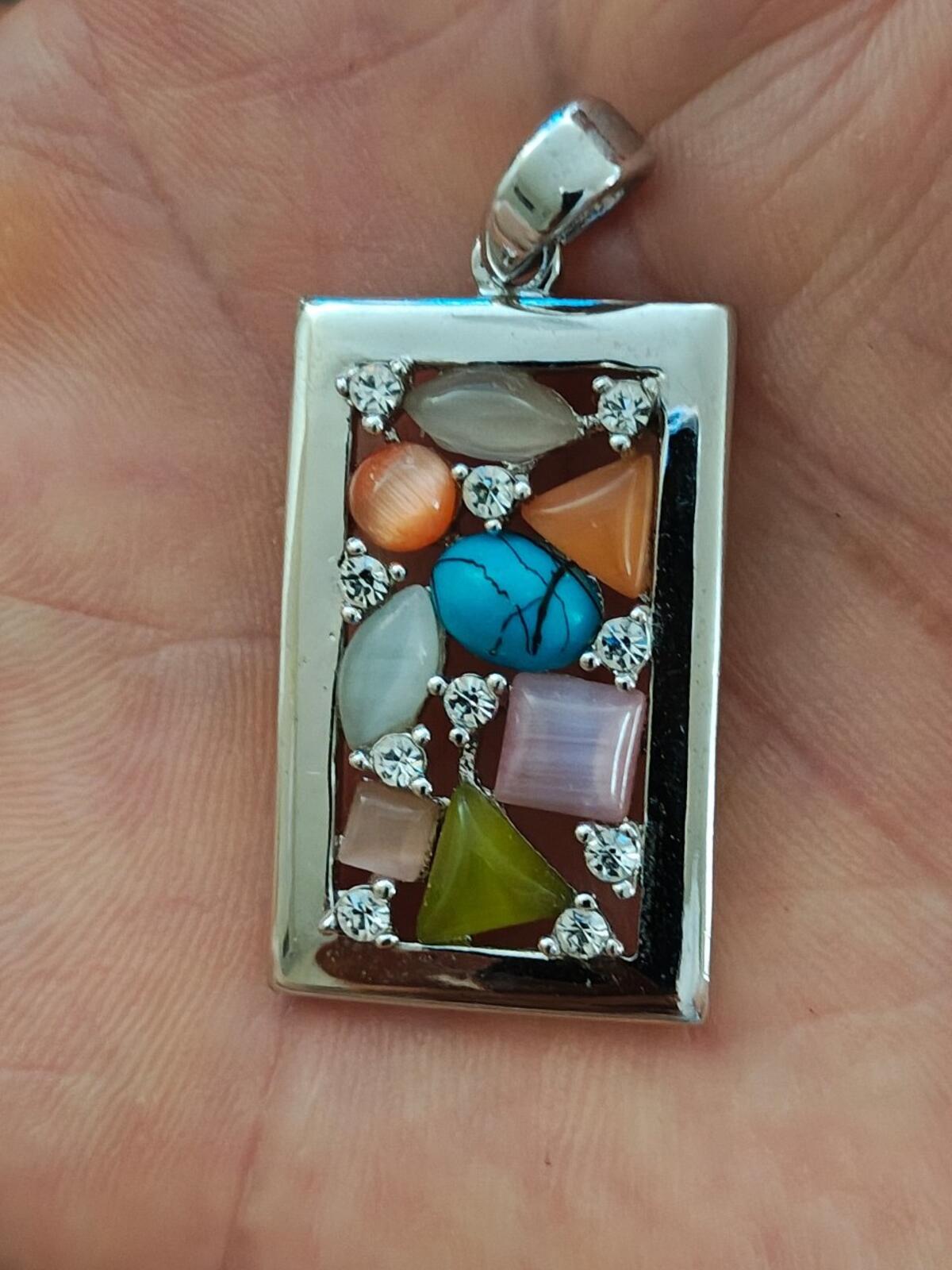 Lia Sophia Galileo Turquoise And Pastel Silver Tone Pendant