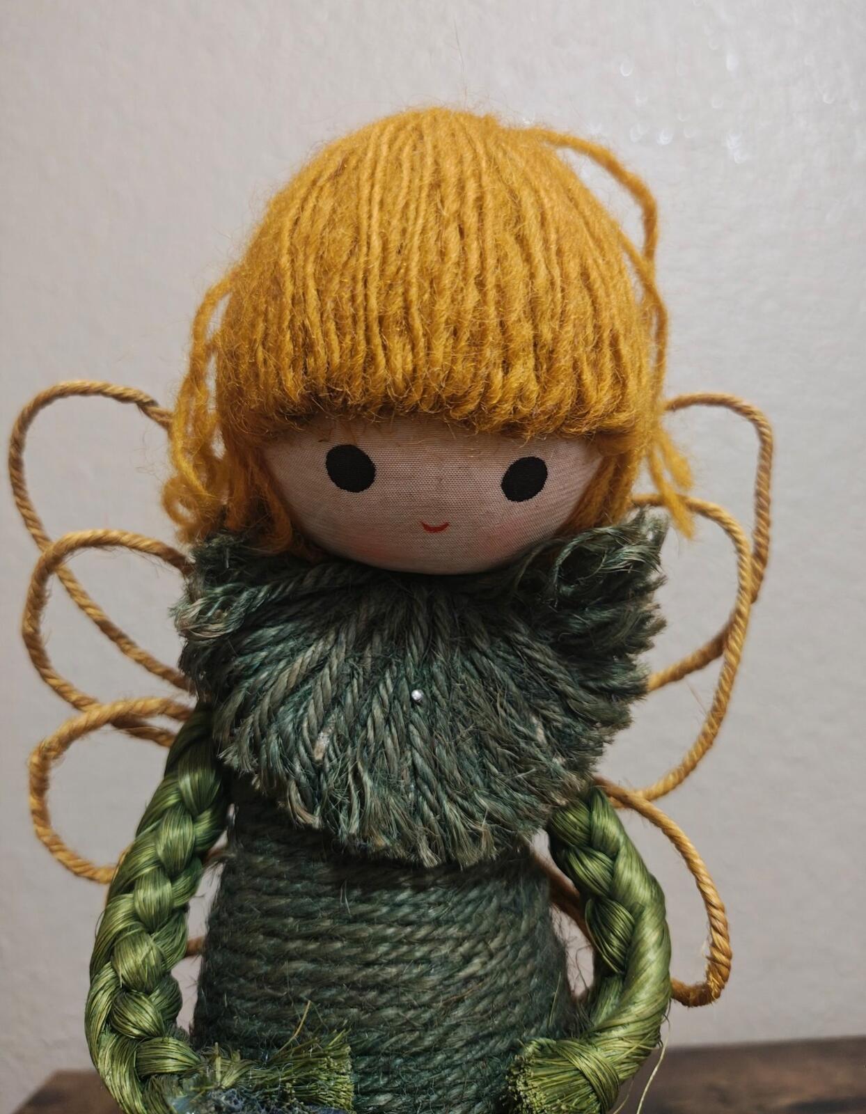 1960s/70s Handcrafted Burlap & Jute Angel Figurine/Tree Topper