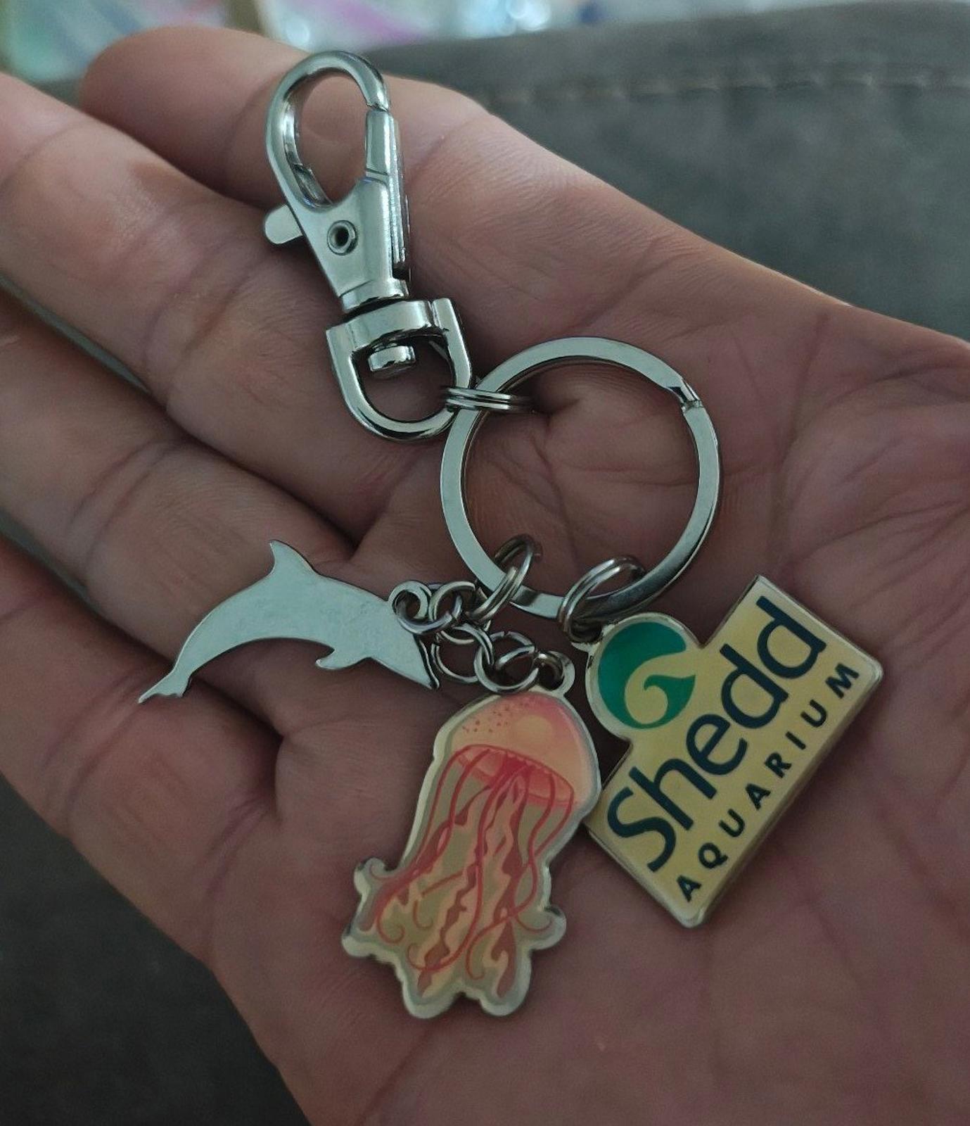 1990s Vintage Shedd Aquarium Chicago Jellyfish Nettles Dolphin Charms Keychain