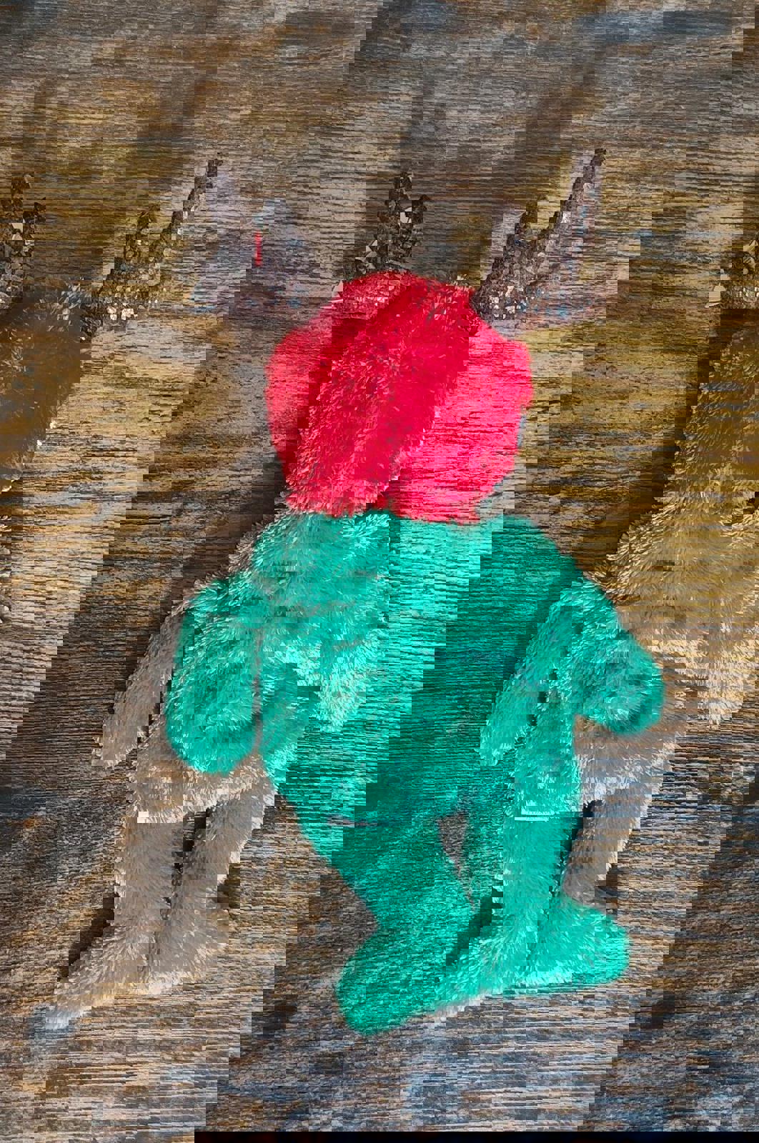 2002 Ty Retired Holiday Green Reindeer Teddy Bear Jingle Beanies Plush