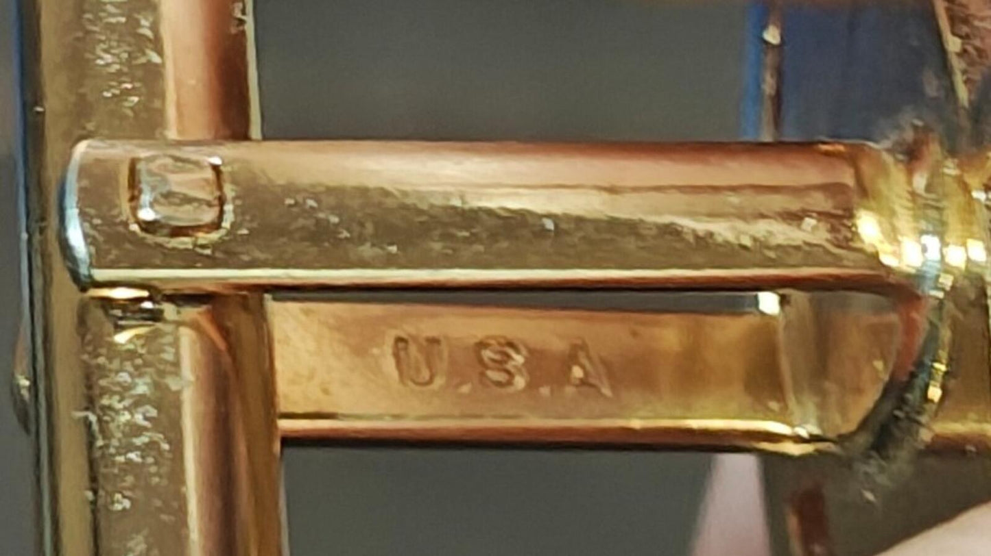 1950s/60s Hickok USA Two Tone Monogram Initial S Tie Bar/Tie Clip & Cufflink Set
