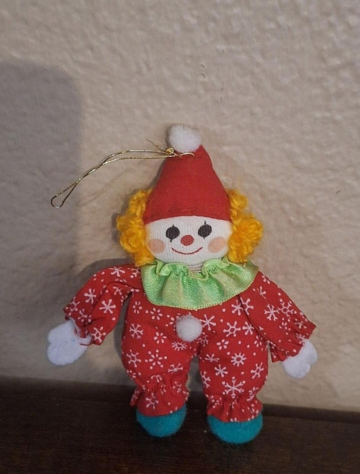Set Of 1980s Soft Stuffed Circus Clowns/Clowns 4" Ornaments