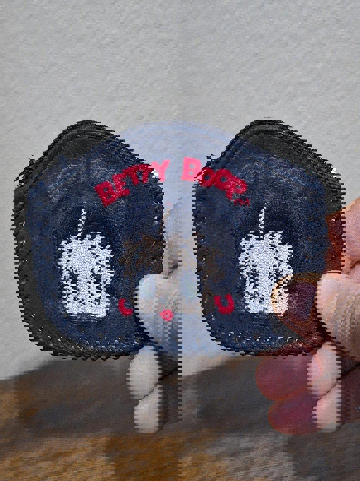 1995 Betty Boop Black Embroidered Genuine Leather Coin Purse