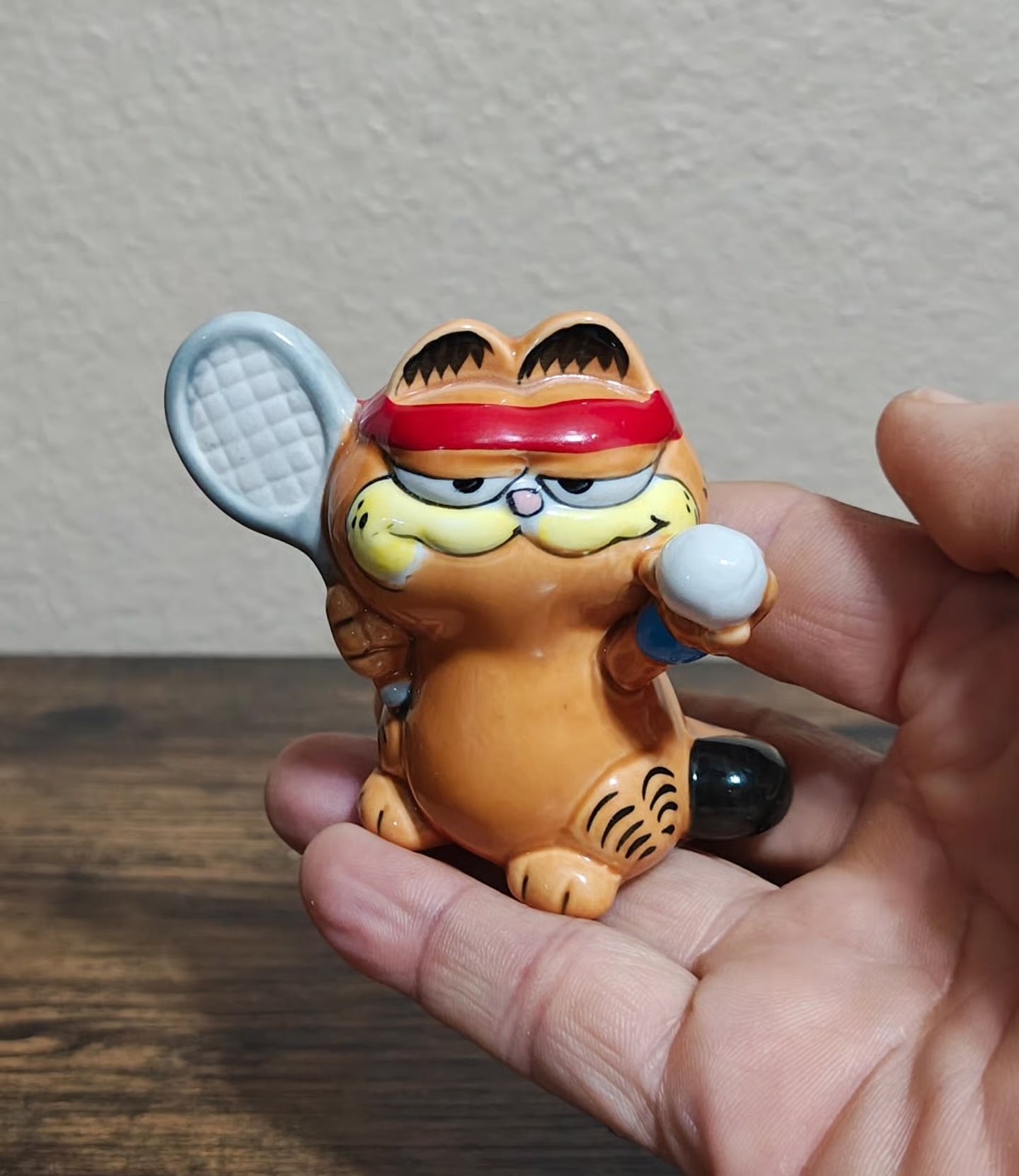 1981 Vintage Enesco Ceramic Garfield Tennis Player Figurine
