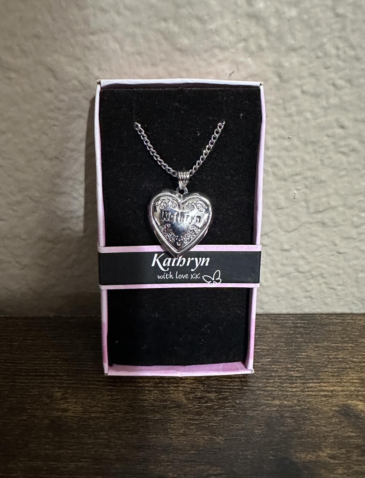 Love Lockets Silver tone Engraved Kathryn Necklace