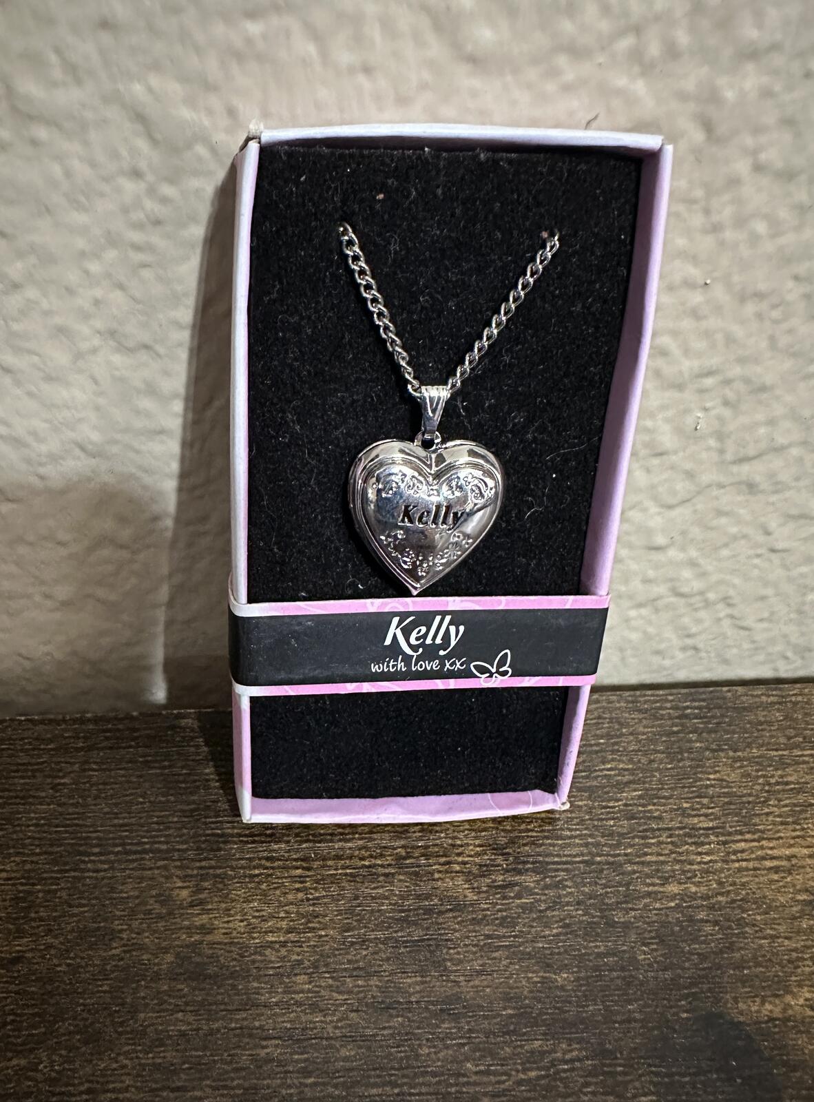 Love Lockets Silver tone Engraved Kelly Necklace
