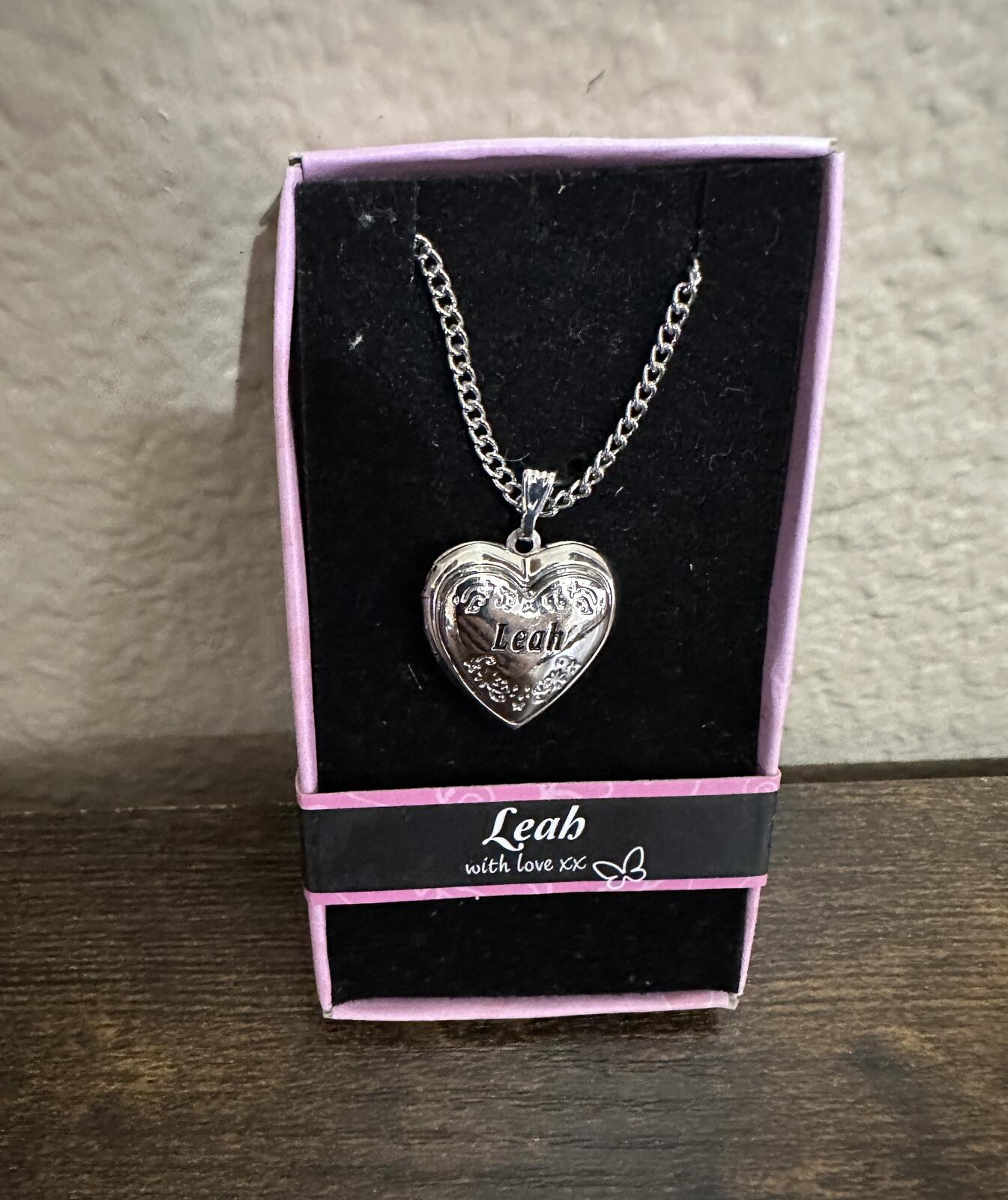 Love Lockets Silver tone Engraved Leah Necklace