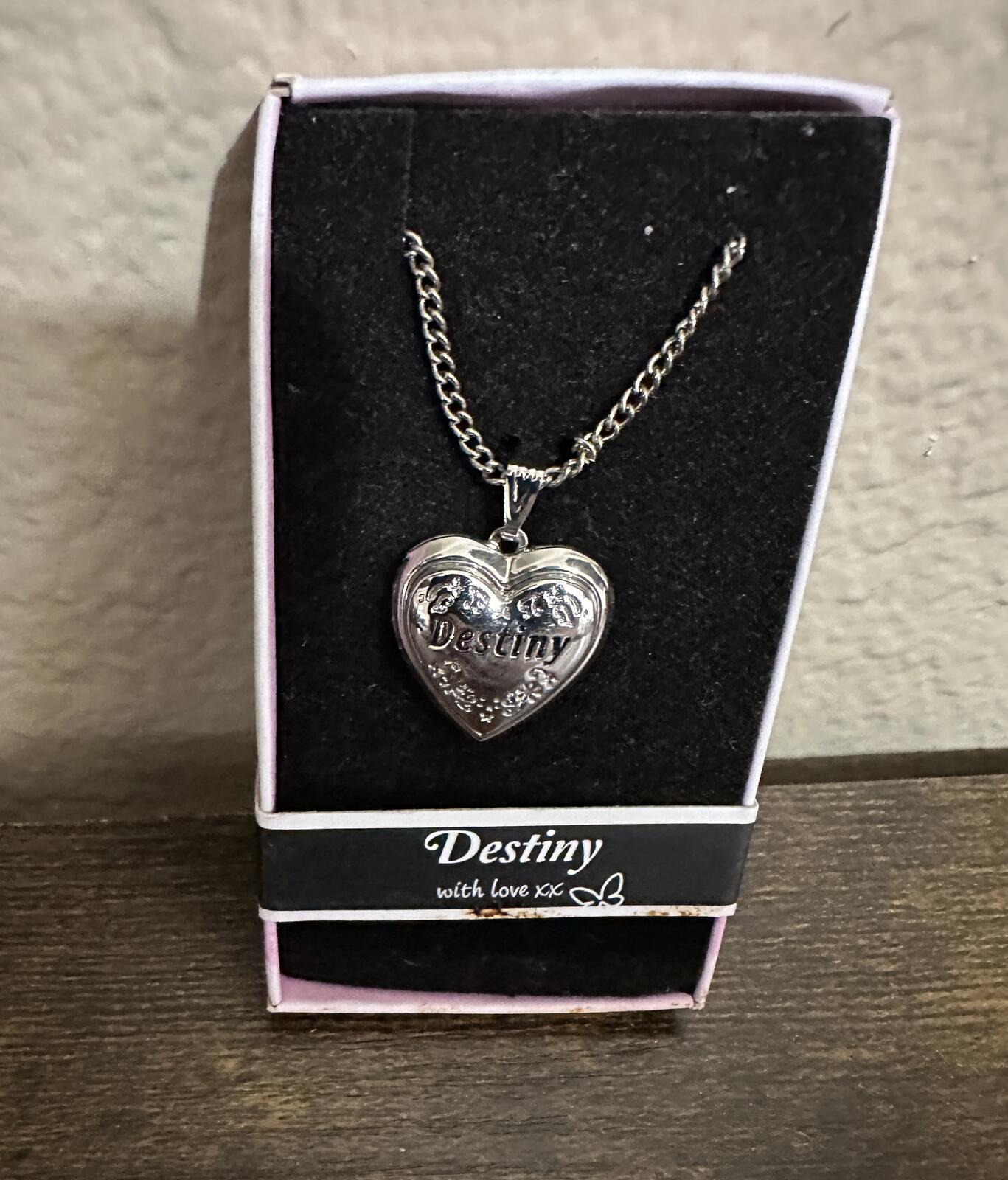 Love Lockets Silver tone Engraved Destiny Necklace