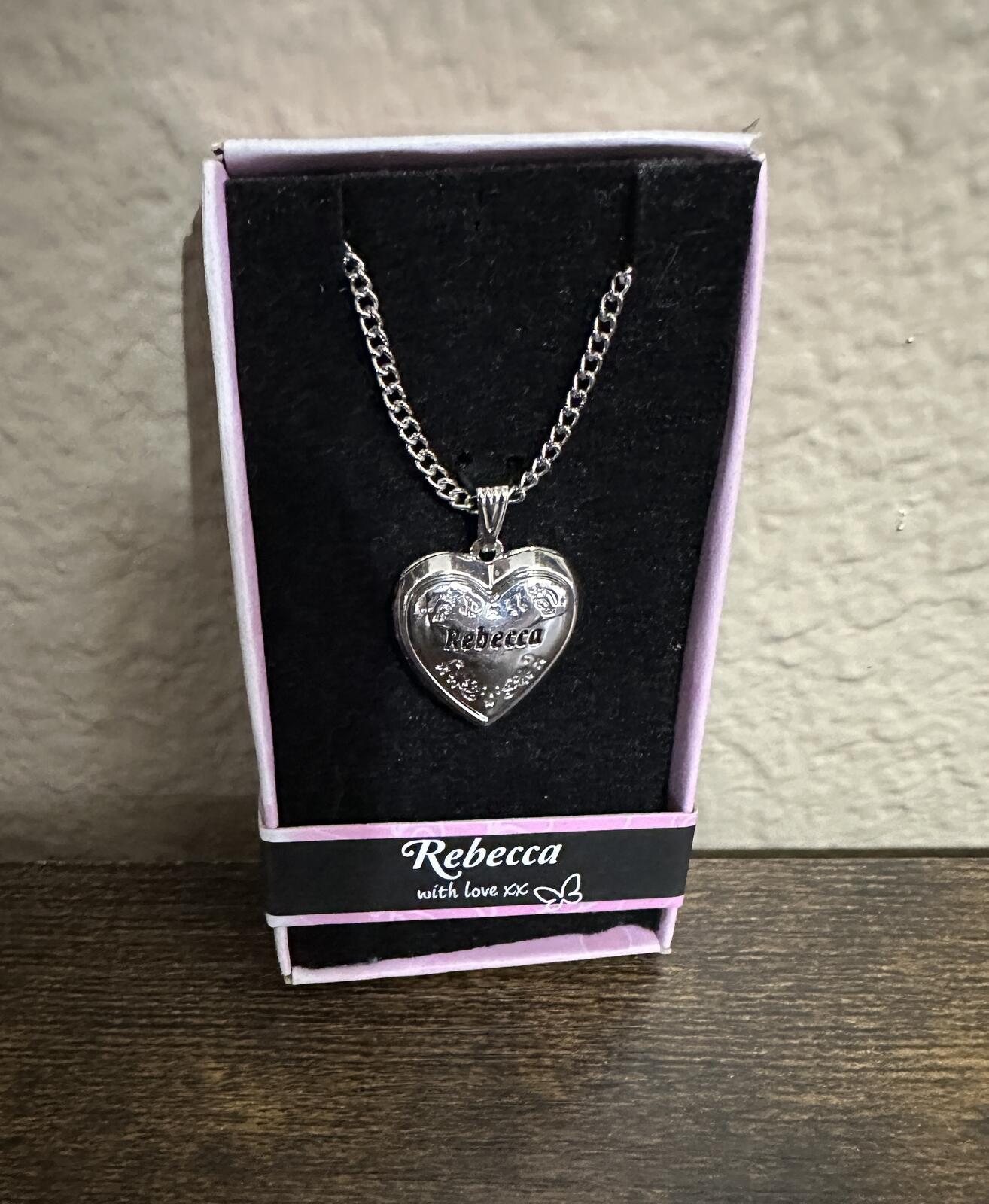 Love Lockets Silver tone Engraved Rebecca Necklace