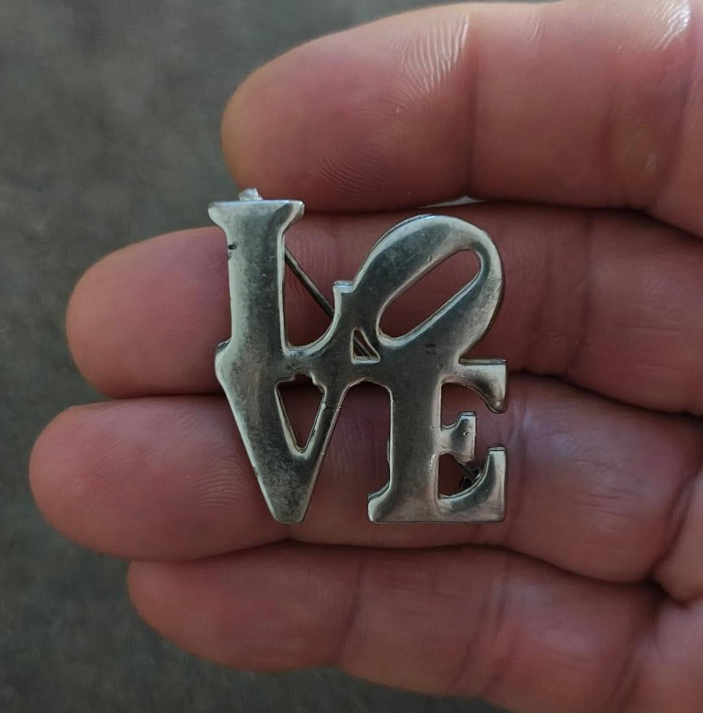 1970'ss Silver Tone Love Pin Brooch