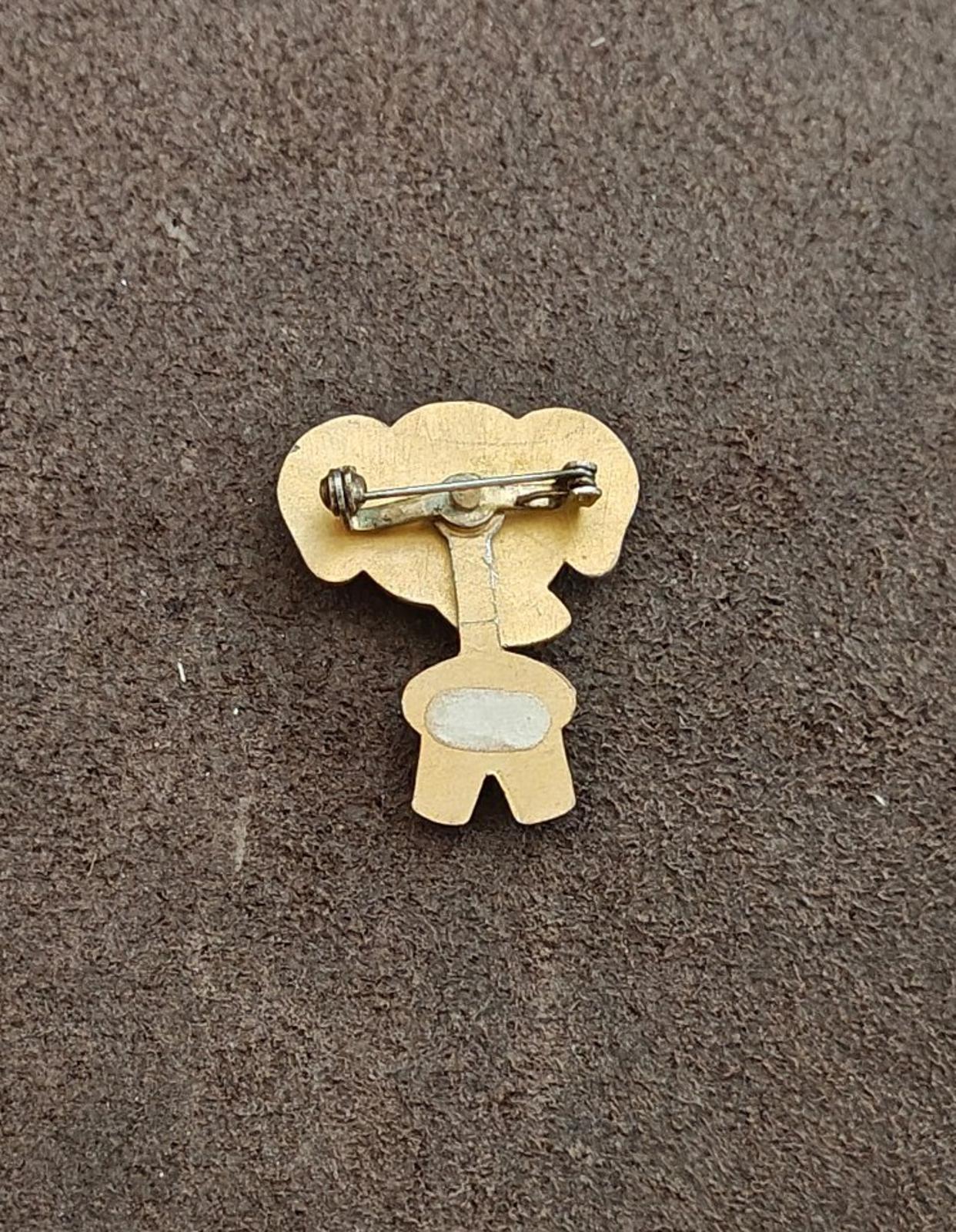 1970s/80s Metal Articulated Grey, White and Pink Enamel Elephant Brooch