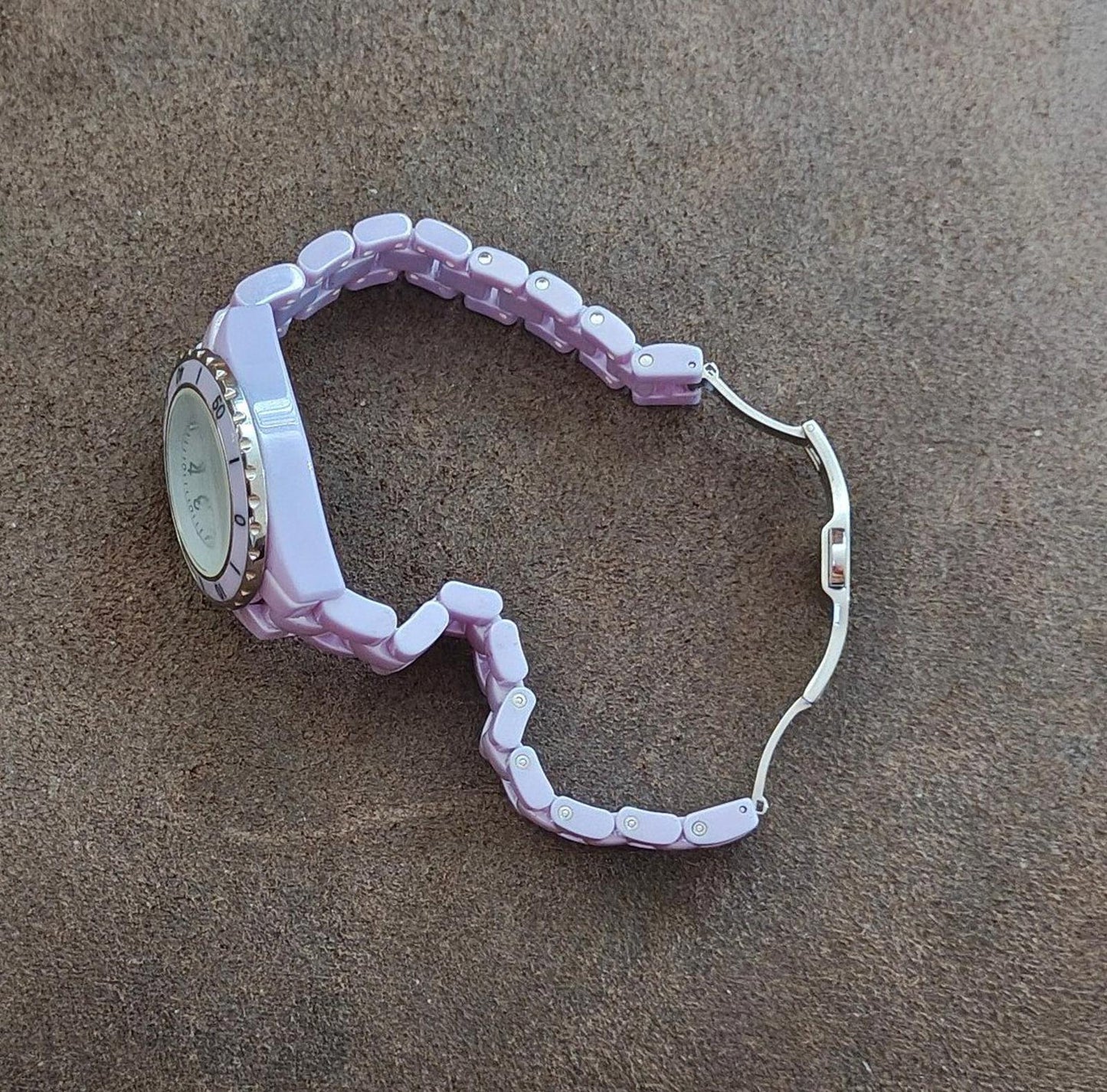 90's Isaac Mizrahi Live! Ceramic Purple Watch With Mother Of Pearl Dial