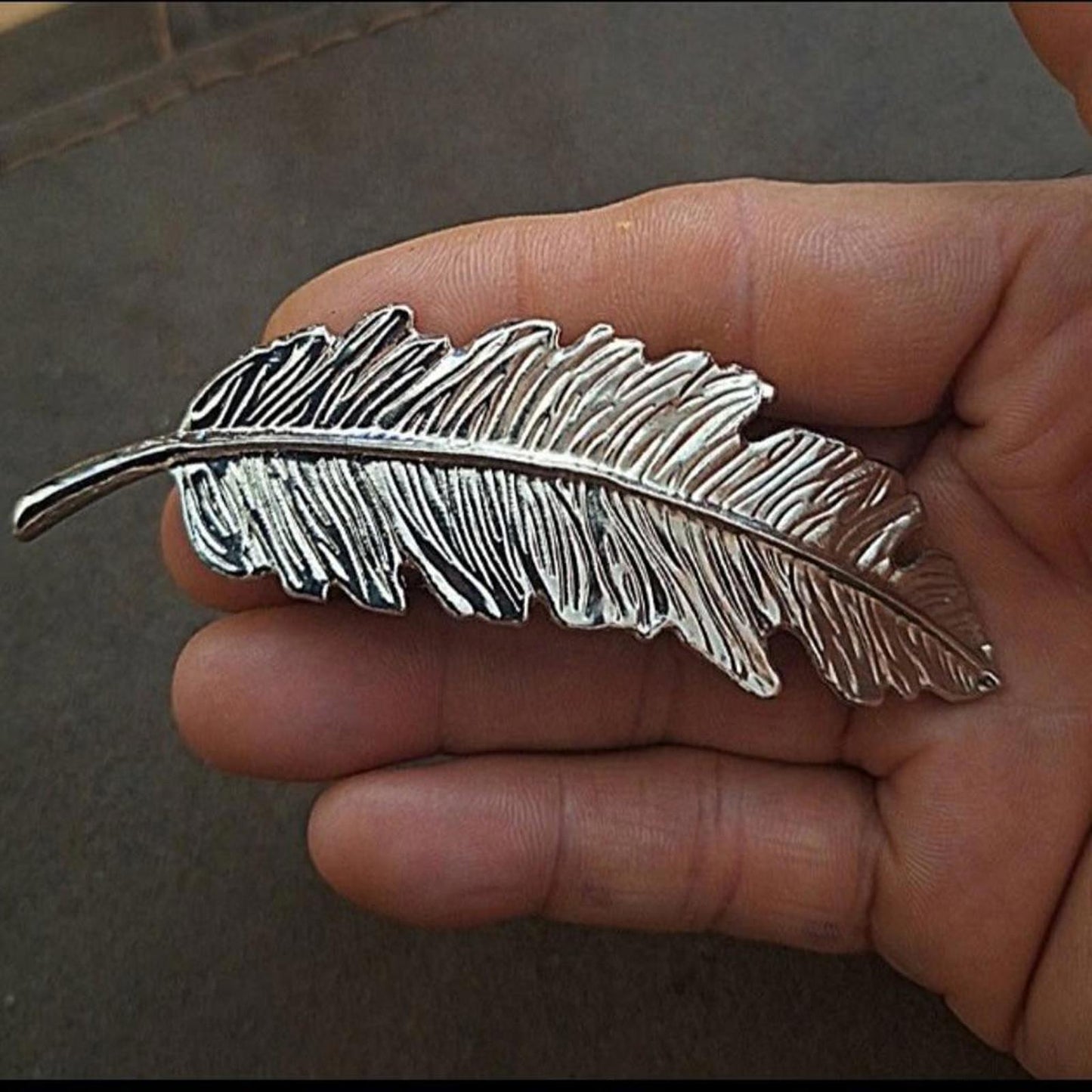 1980s Silver Tone Feather Leaf Hair Barrette Hair Clip