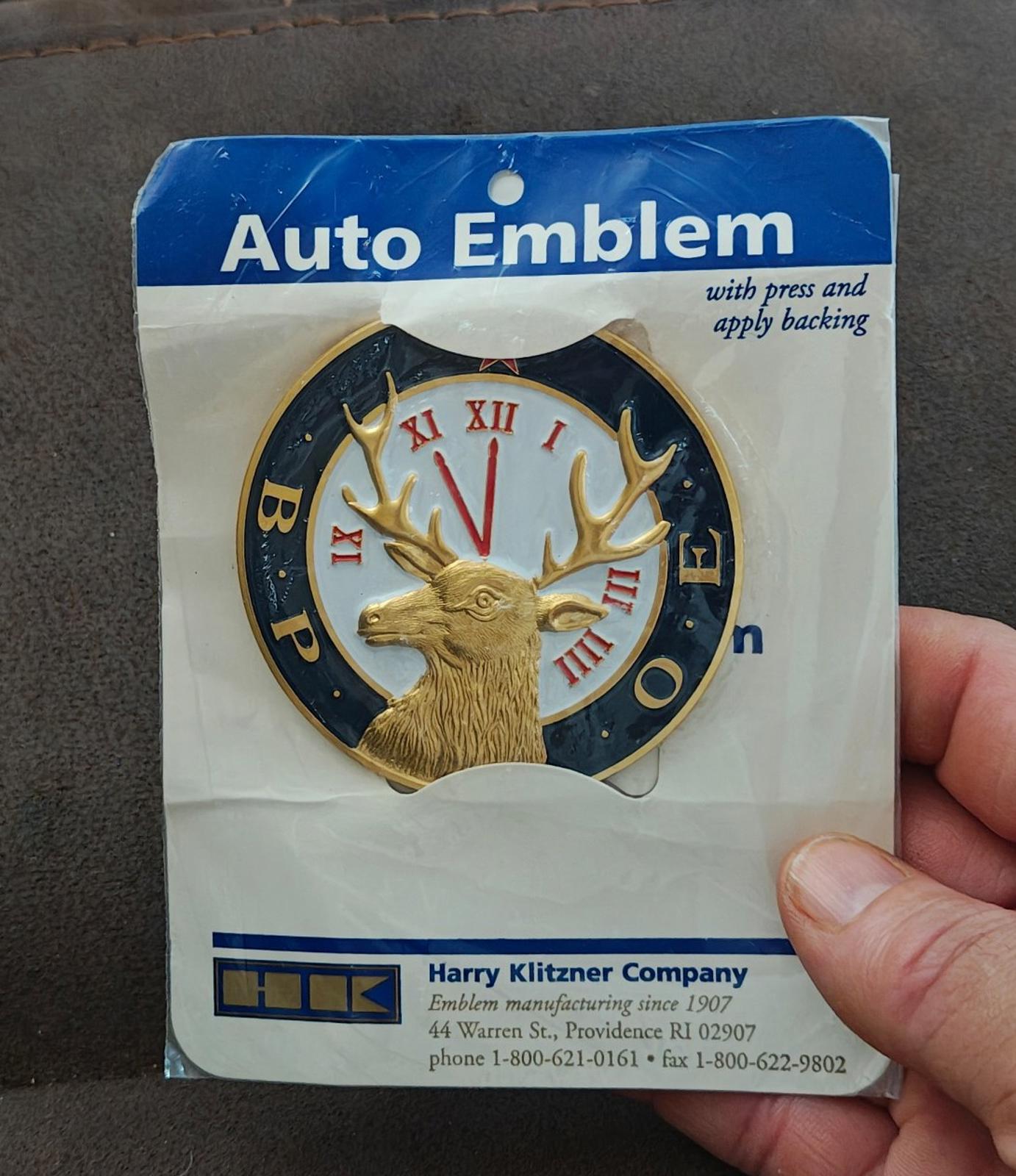 1970s/80s Benevolent and Protective Order of Elks (BPOE) Auto Emblem New Sealed