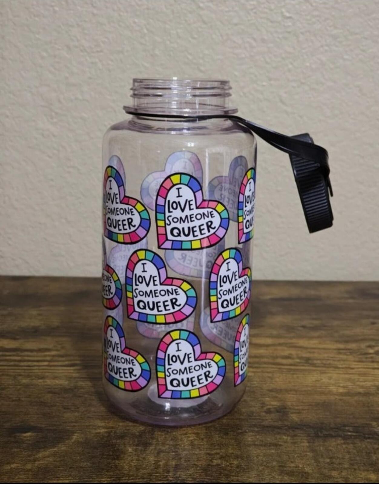Colorful I Love Someone Queer Anna Parade BPA Free 32 oz Plastic Water Bottle.