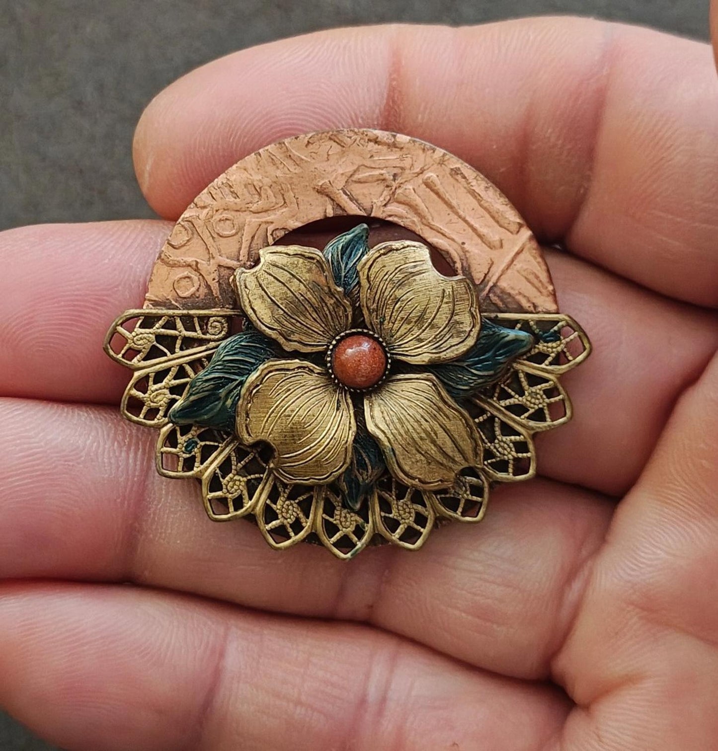 1980s Handcrafted Silver Forest Dogwood Brooch