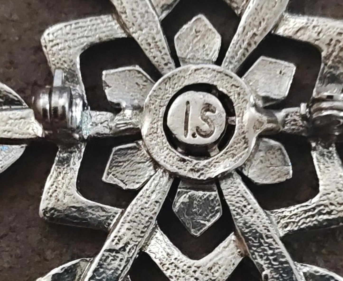 2000s Lia Sophia Silver Tone Snowflake With Iridescent Rhinestones Enamel Brooch