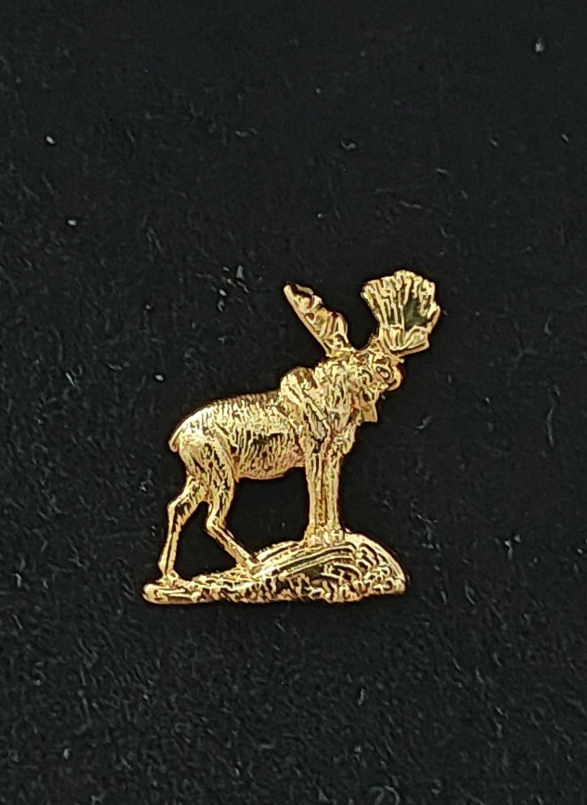 1960s Gold Tone Textured Moose Tie Tack/Lapel Pin