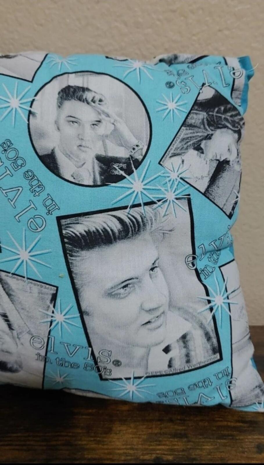 Early 2000s Handmade 1950’s Elvis Small Throw Pillow
