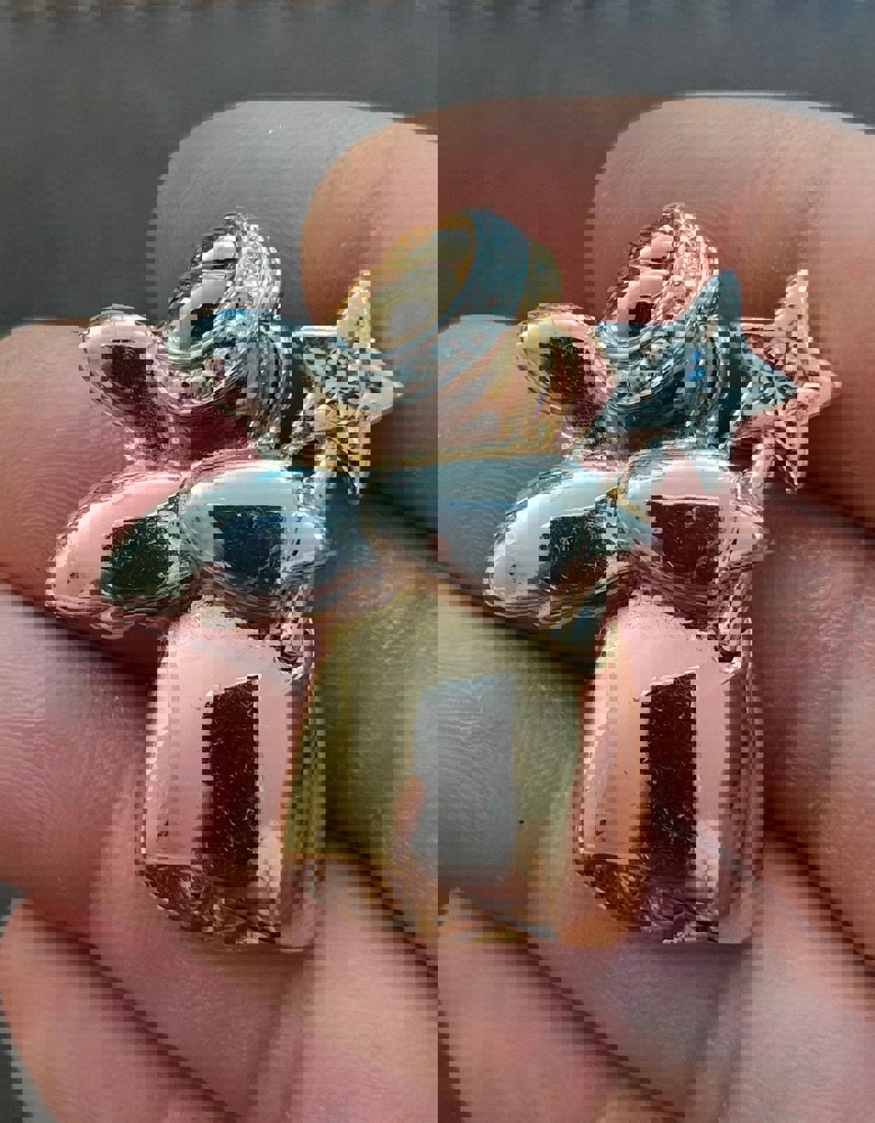 1980's Angel With Star Wand Two Tone Rhinestones Brooch