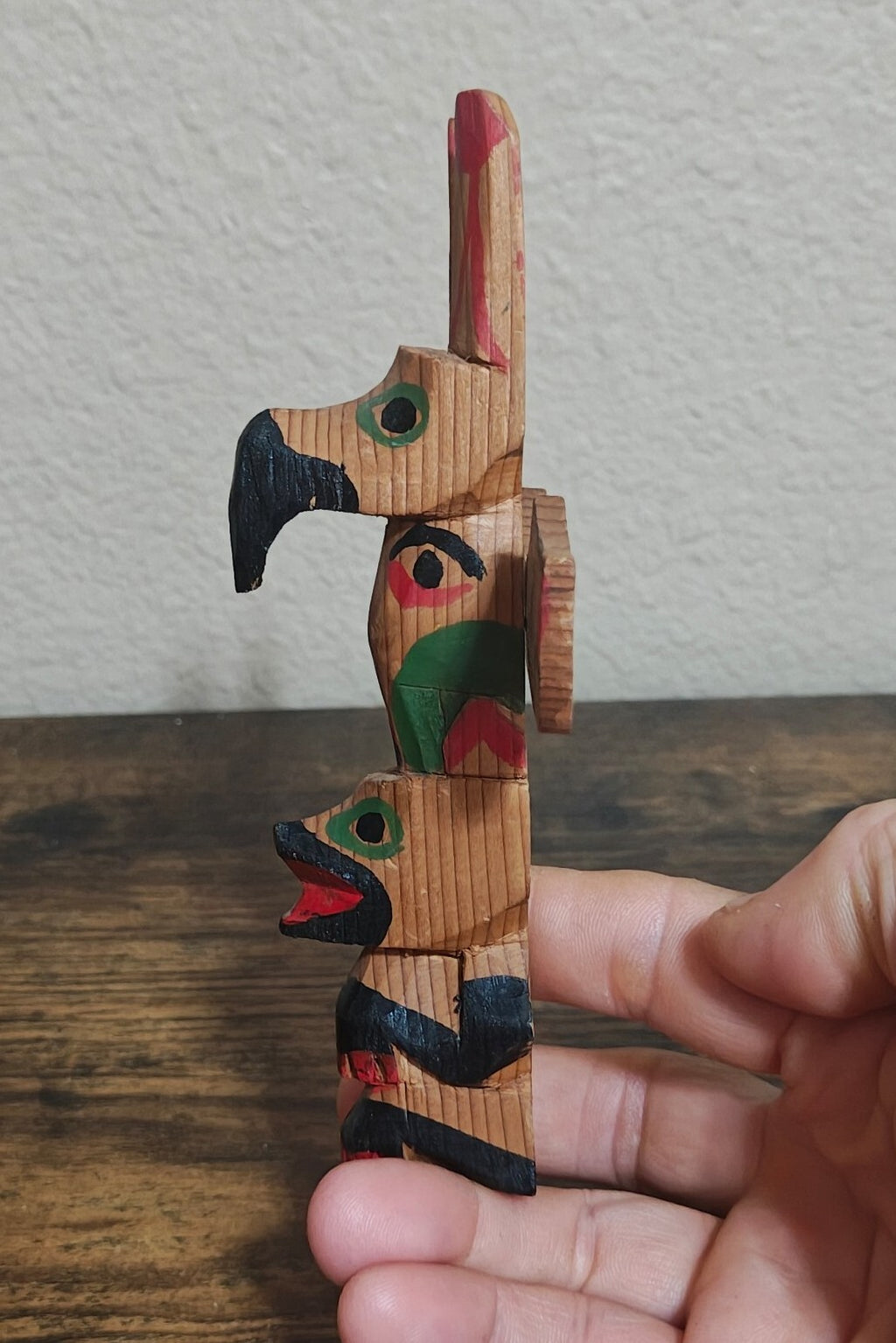 1970s Hand Carved Model Totem Pole
