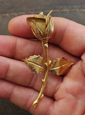 1960s/70s Gold Tone Textured Rose Brooch