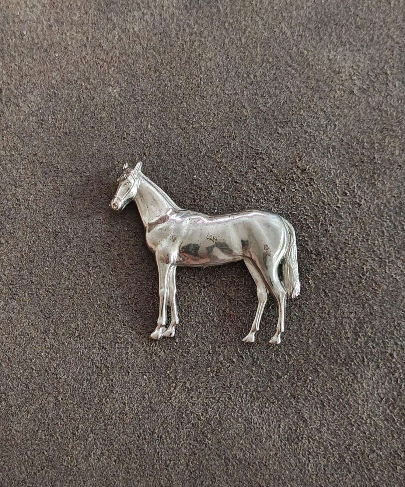 1950s/60s Equestrian Horse/Horse Silver Tone Brooch