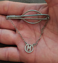 1940s/50s Silver Tone Monogram Initial M Chain Bar Clip