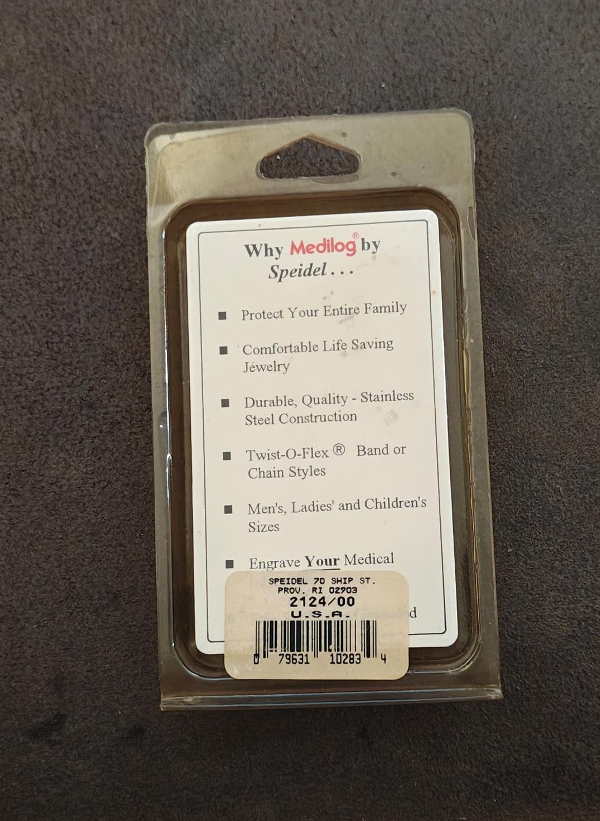 1960s/70s Silver Tone Speidel Medilog Medical Alert Identification Bracelet
